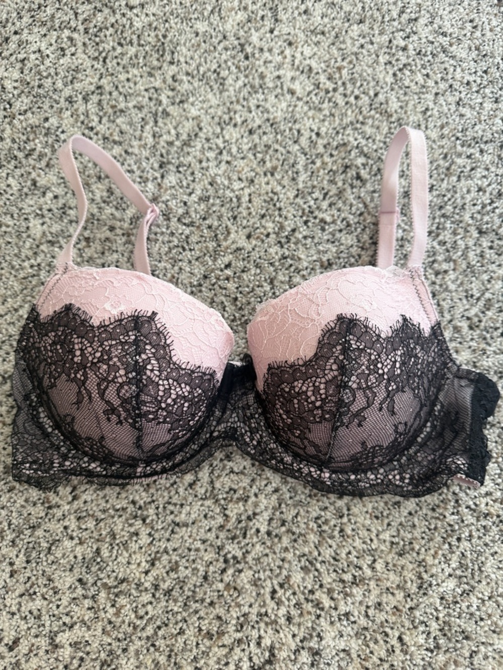 Victoria's Secret Dream Angels Pink Bra with Black Lace Overlay